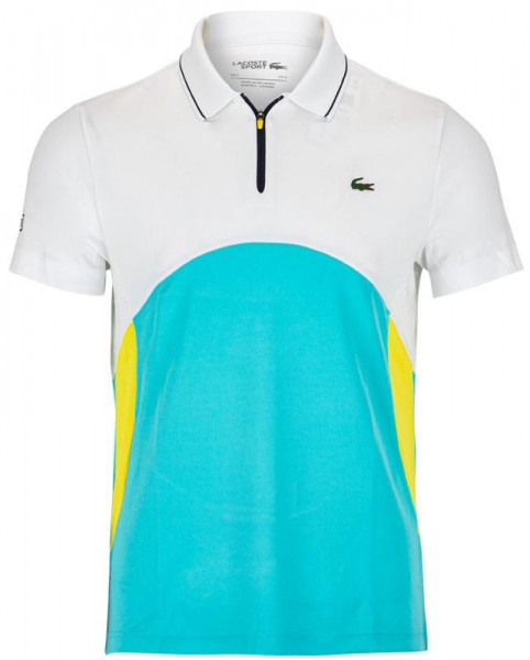  Lacoste Men's Lacoste SPORT Ultra-Dry Piqué Zip Tennis Polo Shirt - white/turquois