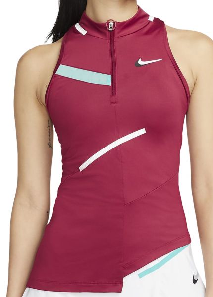 Débardeurs de tennis pour femmes Nike Dri-Fit Slam Tank W - pomegranate/washed teal/white/white