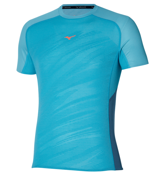 Herren Tennis-T-Shirt Mizuno Aero Tee - maui blue