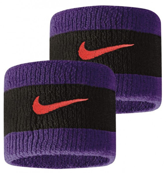 Serre-poignets de tennis Nike Swoosh Wristbands - black/court purple/chile red