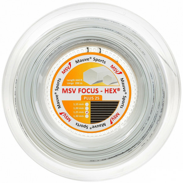 Tennisekeeled MSV Focus Hex Plus 25 (200 m) - white