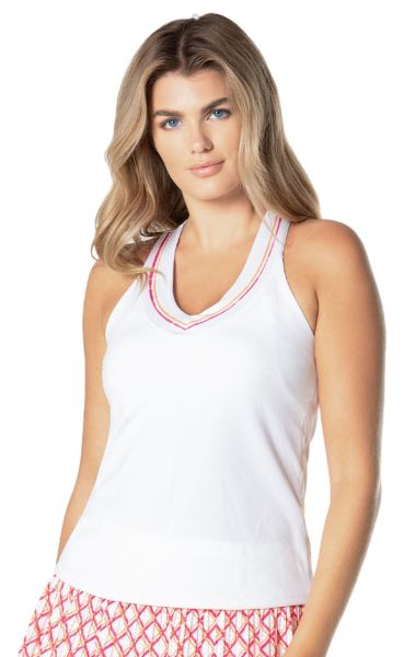 Débardeurs de tennis pour femmes Lucky in Love Shockin' Classics Stripes Tank W/Bra - Blanc