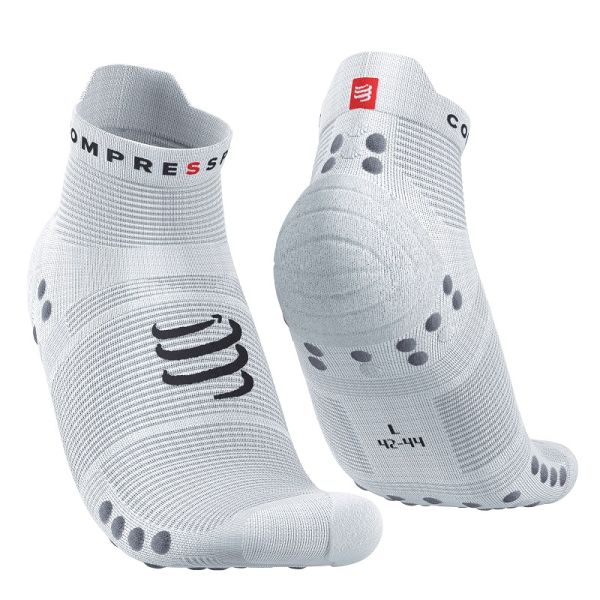 Calzini da tennis Compressport Pro Racing Socks v4.0 Run Low 1P - white/alloy