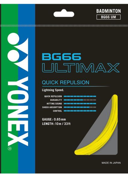 Naciąg do badmintona Yonex BG 66 Ultimax (10 m) - Żółty