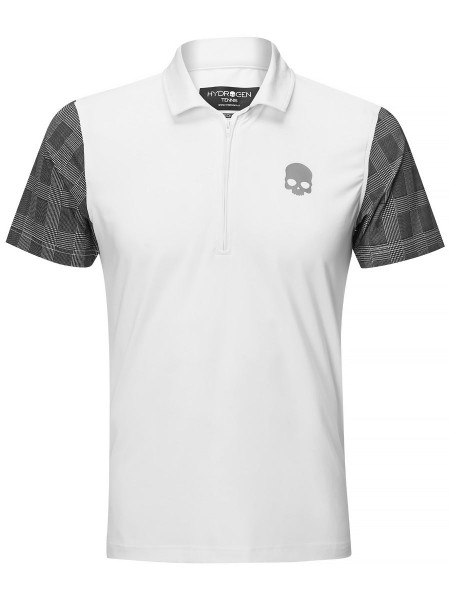 Pánské tenisové polo tričko Hydrogen Tech Zipped Polo - white/black