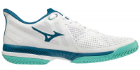 Vīriešiem tenisa apavi Mizuno Wave Exceed Tour 5 AC - white/moroccan blue/turquoise Vīriešiem tenisa apavi Mizuno Wave Exceed Tour 5 AC - white/moroccan blue/turquoise