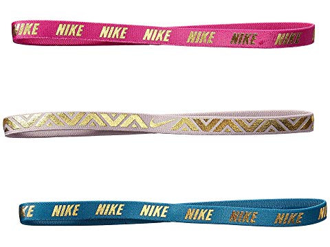  Nike Metallic Hairbands 3 pack - noise aqua/particle rose/hyper magenta