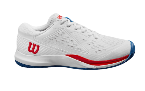 Zapatillas de tenis para niños Wilson Rush Pro Ace JR - white/diva blue/wilson red