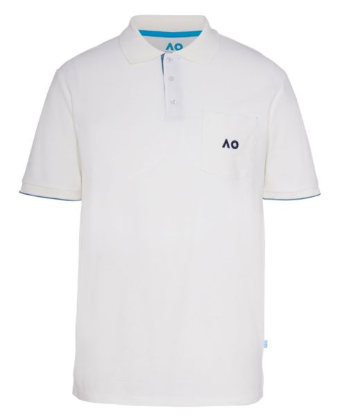 Herren Tennispoloshirt Australian Open Polo Pocket AO Logo - cream