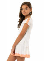 Marškinėliai mergaitėms Lucky in Love Girls Eyelet Go Crossover High-Low Tee - white/orange frost Marškinėliai mergaitėms Lucky in Love Girls Eyelet Go Crossover High-Low Tee - white/orange frost