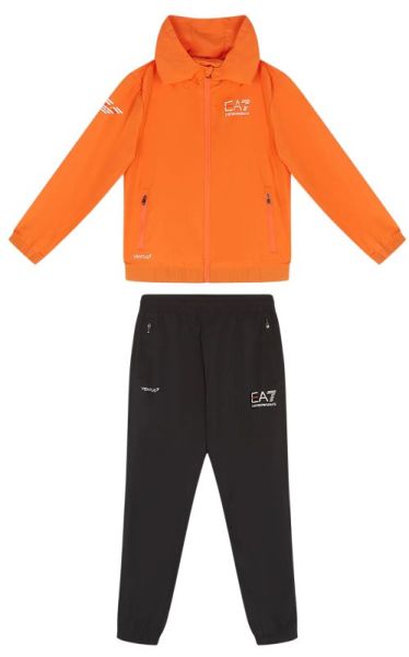 Анцуг за момчета EA7 Boy Woven Tracksuit - orange/black