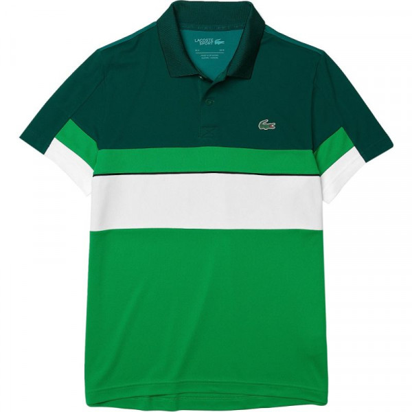  Lacoste Men’s Colorblock Breathable Resistant Regular Fit Polo Shirt - green/white