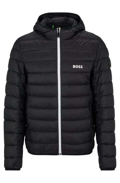 Pánská tenisová bunda BOSS Water-Repellent Puffer Jacket With Branded Trims - black