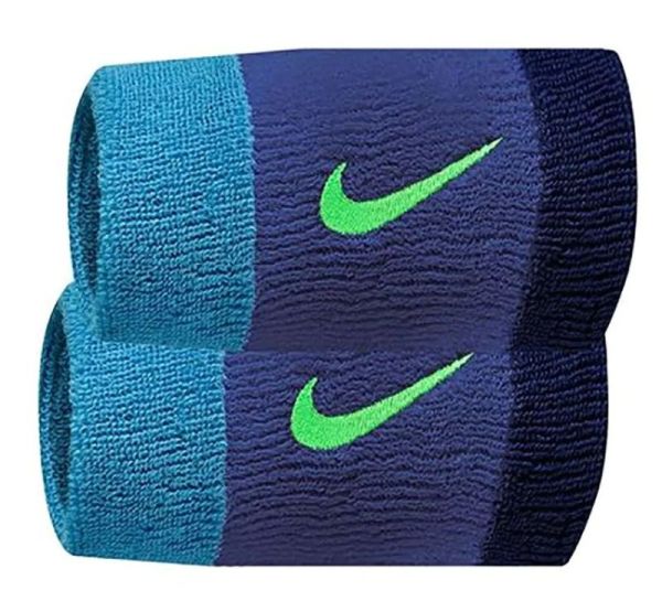 Handgelenk Frottee Nike Swoosh Double-Wide Wristbands - hyper royal/deep royal/green strike