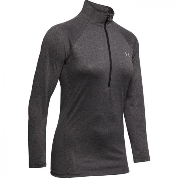 Damen Tennissweatshirt Under Armour Tech 1/2 Zip - carbon heather/metallic silver