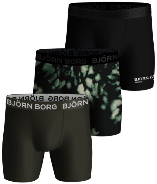 Męskie bokserki sportowe Björn Borg Performance Boxer 3P - black/green/print