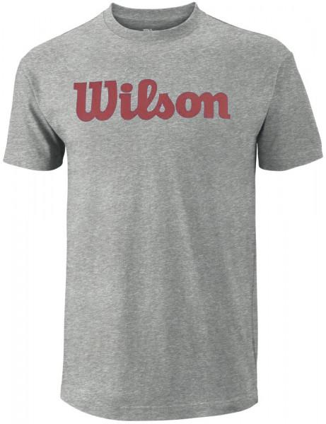  Wilson Script Cotton Tee - heather grey/red