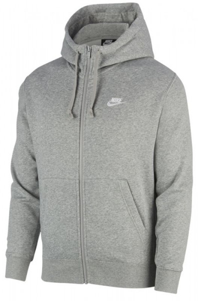 Herren Tennissweatshirt Nike Swoosh M Club Hoodie FZ BB - dark grey heather/matte silver/white