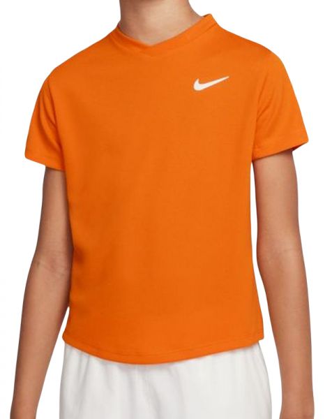 Jungen T-Shirt  Nike Court Dri-Fit Victory SS Top B - magma orange/magma orange/white