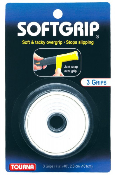 Tenisa overgripu Tourna Soft Grip 3P - white