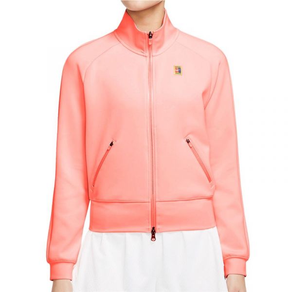 Damen Tennissweatshirt Nike Court Heritage Jacket FZ W - bleached coral