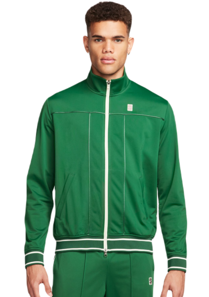 Herren Tennissweatshirt Nike Court Heritage Suit Jacket - gorge green/coconut milk