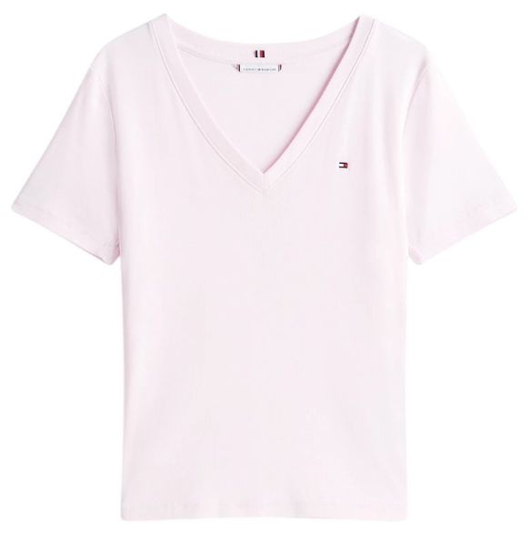 Damski t-shirt Tommy Hilfiger Slim Cody V-NK Short Sleeves - Różowy