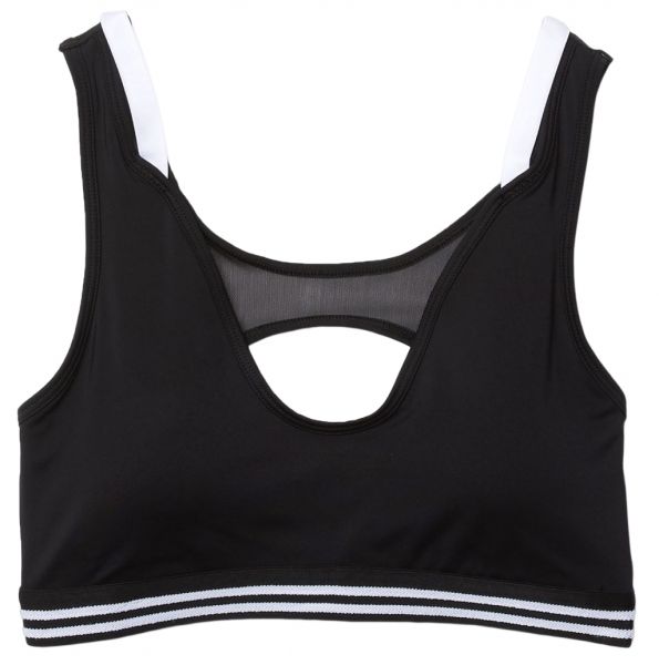 Topp Lacoste Contrast Accents And Cut-Outs Sports Bra - black/white/black