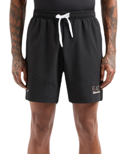 Herren Tennisshorts EA7 Man Woven Shorts - Schwarz