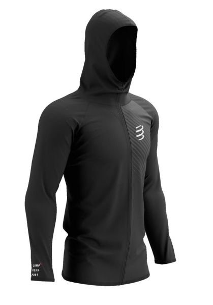 Herren Tennissweatshirt Compressport 3D Thermo Seamless Hoodie Zip - black