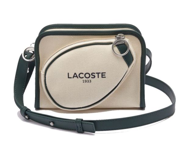  Lacoste Tennis Style Textile Shoulder Bag - Beige, Vert