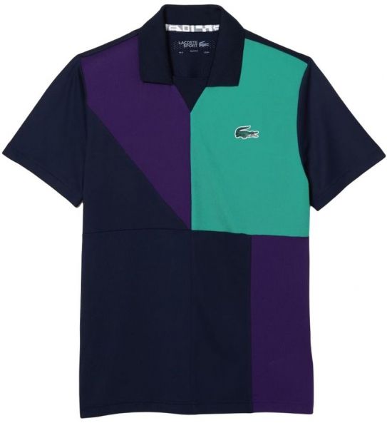  Lacoste SPORT Colour-Block Ultra-Dry Piqué Tennis Polo - navy blue/purple/green