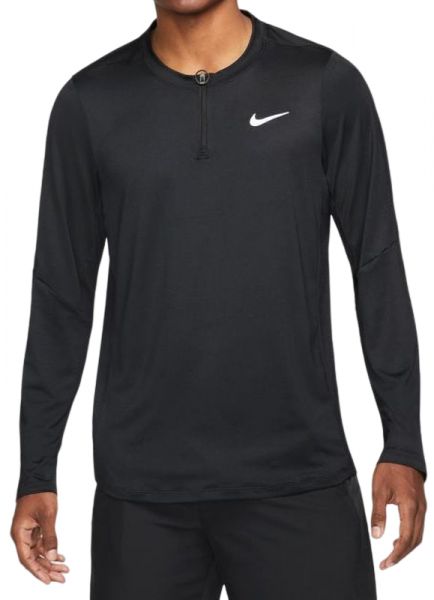 Herren Tennis-Langarm-T-Shirt Nike Dri-Fit Advantage Camisa M - black/black/white