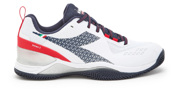 Chaussures de tennis pour hommes Diadora Blushield Torneo 2 Clay - white/blue corsair/fiery red