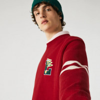 Hanorac tenis bărbați Lacoste Men’s Crew Neck Pennants L Badge Wool And Cotton Sweater - red/beige Hanorac tenis bărbați Lacoste Men’s Crew Neck Pennants L Badge Wool And Cotton Sweater - red/beige