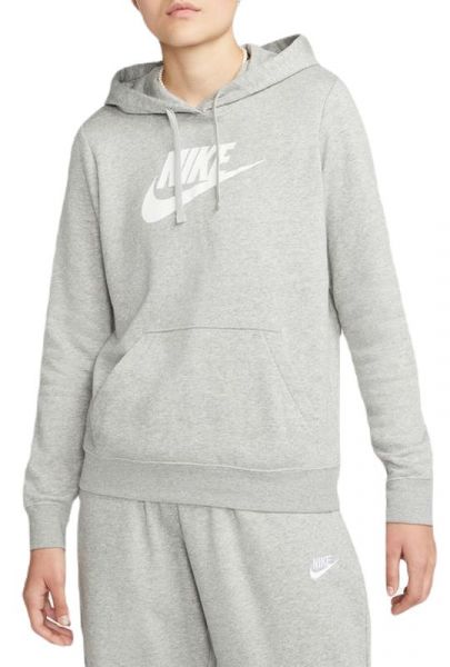 Tenisa džemperis sievietēm Nike Sportswear Club Fleece Logo Pullover Hoodie - dark grey heather/white