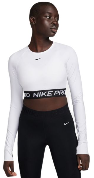 Dámske trička (dlhý rukáv) Nike Pro 365 Dri-Fit Cropped Long-Sleeve Top - white/black