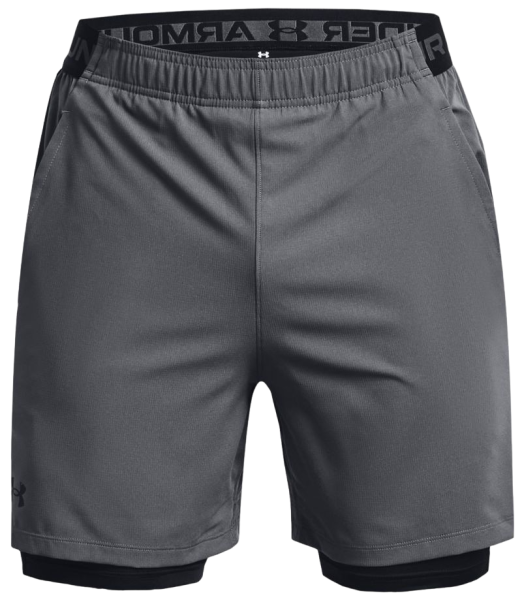 Férfi tenisz rövidnadrág Under Armour Vanih Woven 2-in-1 Shorts - pitch gray/black