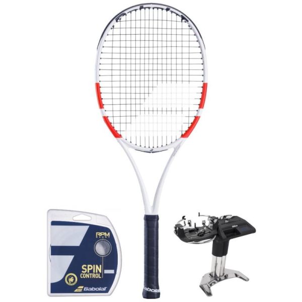 Tennis racket Babolat Pure Strike 98 16/19 - white/red/black + string + stringing