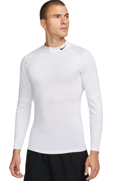 Kompressziós ruházat Nike Pro Dri-FIT Fitness Mock-Neck Long-Sleeve - white/black
