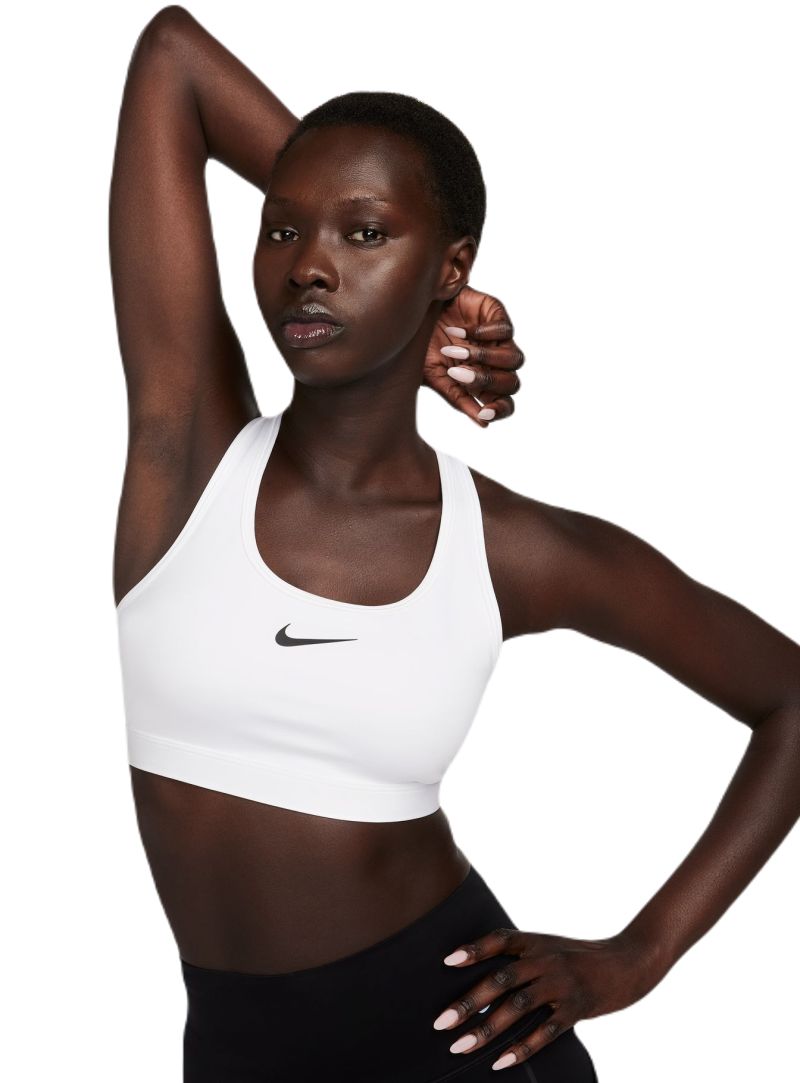 Nike Swoosh Medium Support Non-Padded Sports Bra - white/stone mauve/black