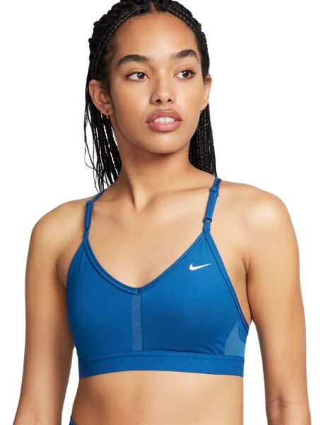 Women's bra Nike Indy Bra V-Neck - court blue/court blue/court blue/white