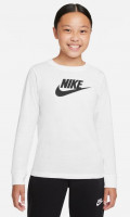 Dječji sportski pulover Nike Sportswear Long Sleeve Tee Basic Futura G - white/black Dječji sportski pulover Nike Sportswear Long Sleeve Tee Basic Futura G - white/black
