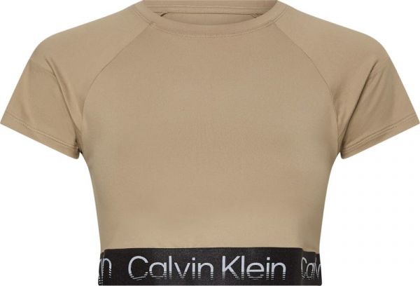 Tenisa T-krekls sievietēm Calvin Klein WO SS Croped T-shirt - aluminum