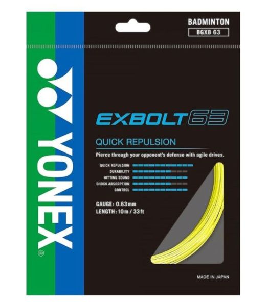 Bamintona stīga Yonex Exbolt 63 (10 m) - yellow