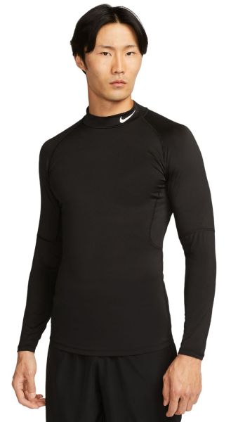 Мъжки компресивни дрехи Nike Pro Dri-FIT Fitness Mock-Neck Long-Sleeve - black/white