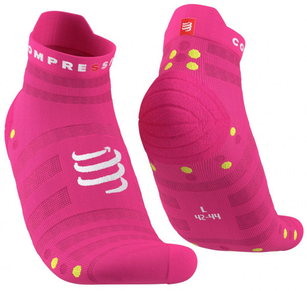 Teniso kojinės Compressport Pro Racing Socks v4.0 Run Low 1P - fluo pink/primerose