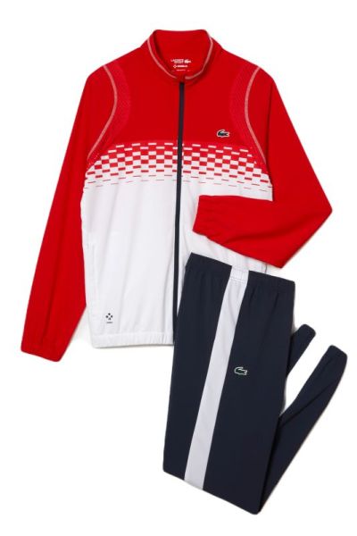 Férfi tenisz melegítő Lacoste Tennis x Daniil Medvedev Jogger Set - red/white/red/white/blue