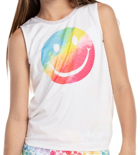 Girls' T-shirt Lucky in Love Novelty Print All Smiles Tie Back Tank - multicolor