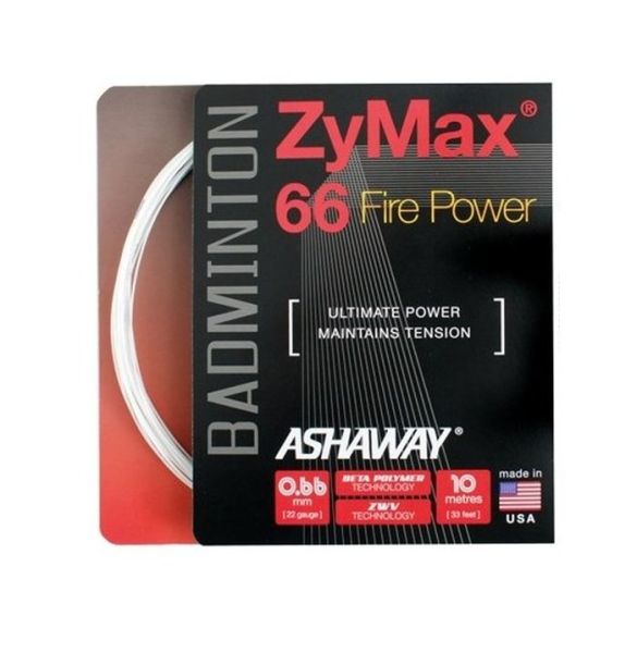 Naciąg do badmintona Ashaway ZyMax 66 Fire Power (10 m) - white